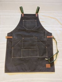 Image 1 of Waxed Canvas Apron (Dark Brown/Olive)