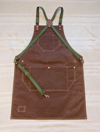 Image 2 of Waxed Canvas Apron (Copper Brown/Olive)