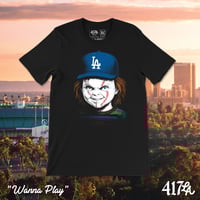 Image 1 of "Wanna Play” Chucky Dodgers Shirt | LA Horror Baseball Tee | 417LA