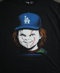 Image 2 of "Wanna Play” Chucky Dodgers Shirt | LA Horror Baseball Tee | 417LA