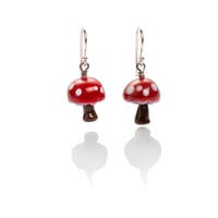 red mushroom earrings