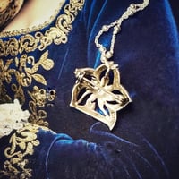 Image 2 of Vintage sterling silver pearl marcasite brooch and pendant necklace