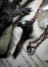 Image 5 of Black Cat Vertebra Bone & Green Labradorite Pendant