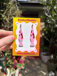 Lava Love Polymer Clay Earrings- Pink and Red Retro Lava lamp dangles