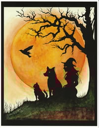 Witch, Wolf, Cat, Bird - Print