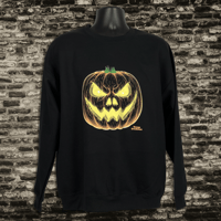Image 1 of Angry Pumpkin sweatshirt - glows in the dark!