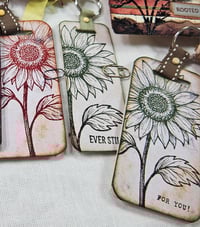 Image 3 of 🌻Golden Stand Sunflower Stamp Sheet | Red Rubber Stamp for Junk Journals (7 Stamps)