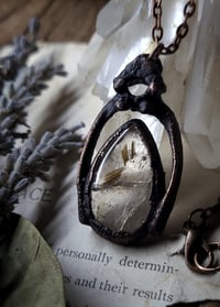 Image 1 of Piglet Bone & Rutilated Quartz Amulet