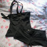 Image 1 of Black & White Pinstripe Set
