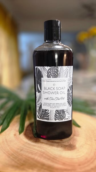 Image of Black Soap Shower Oil  with Tea Tree Oil 10 oz. 