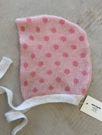 Alpaca winter bonnet hat with dots 