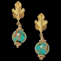 FEUILLE x PERLE de MURANO Turqouise