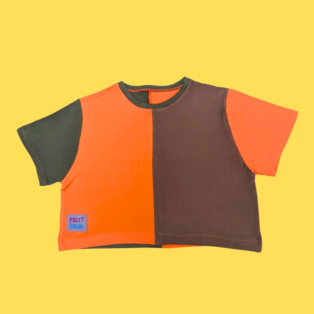 Image of Retro Colourblock Crop T-shirt