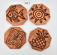 Image 1 of Hexagon  coasters set of 4 - pick set 1 or 2