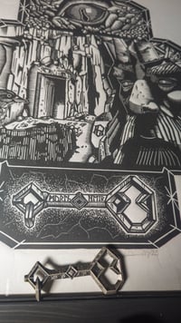 Image 4 of Erebor Secret Door from The Hobbit, Lord of the Ring linocut print