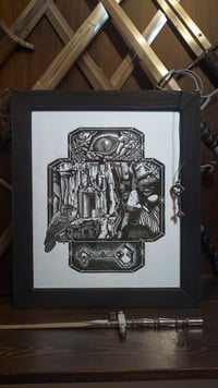 Image 5 of Erebor Secret Door from The Hobbit, Lord of the Ring linocut print
