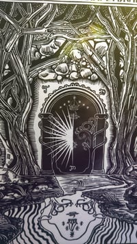 Image 3 of Moria Gate Lord of the Ring linocut print