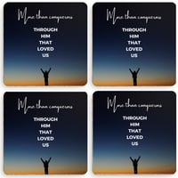 Image 1 of Coaster set  “More than Conquerors, Through Him That Loved Us”