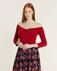 Image 2 of Body con fruncido rojo de Pepaloves