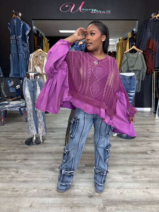 Image of Acid Wash Plum Sweater