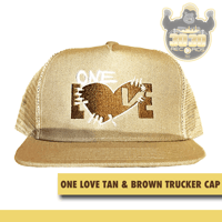 ONE LOVE FOAM TRUCKER CAP TAN & BROWN (embroidered) EXCLUSIVE!