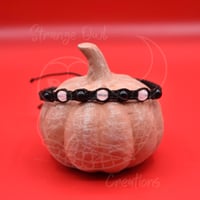 Image 1 of Obsidian and Selenite Alternating Dark Brown Paracord Bracelet