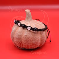 Image 3 of Obsidian and Selenite Alternating Dark Brown Paracord Bracelet