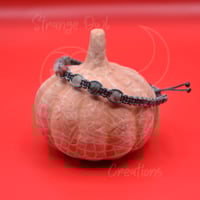 Image 3 of Matte African Bloodstone Charcoal Grey Paracord Bracelet