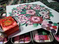 Image 1 of March Magical Crafting Chinese Goddess Kwan Yin Metal Magnetic Palette 6x1/4 & 3x1/6 Pans Watercolor