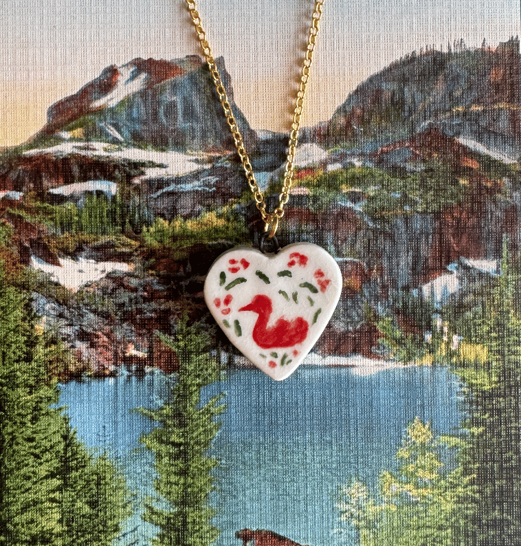 Image of Porcelain Pink Duck Pendant