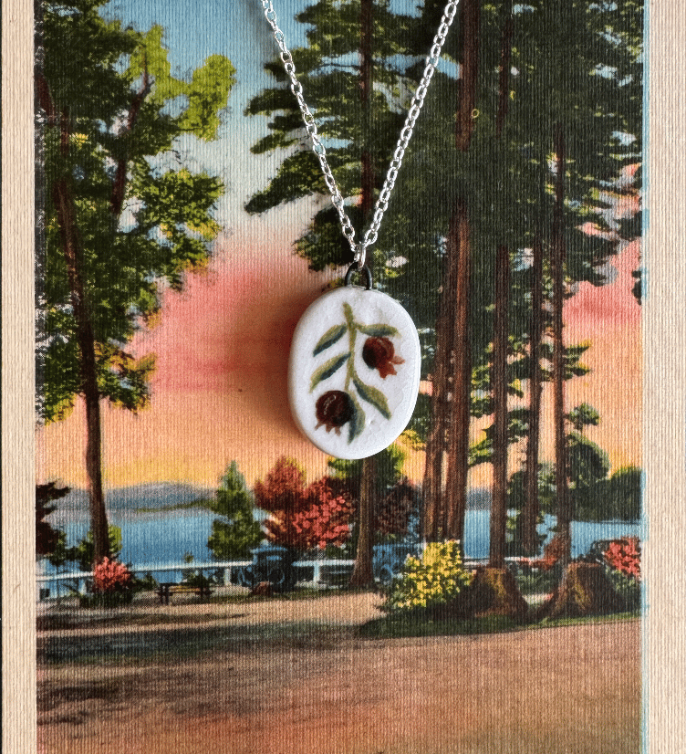 Image of Porcelain Pomegranate Pendant