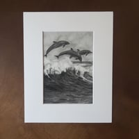 Image 1 of “Wave runners” mini matted fine art print 