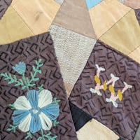 Image 4 of Pieced String with Embroidered Alphabet  and Flowers Coverlet