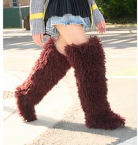 Image 4 of Poodle Furry Knee high boots (Pink) (Fushia) (Brown) (Off White) (Black) (Brown)
