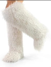 Image 5 of Poodle Furry Knee high boots (Pink) (Fushia) (Brown) (Off White) (Black) (Brown)