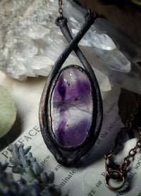 Image 1 of Black Cat Rib Bone & Fluorite Amulet
