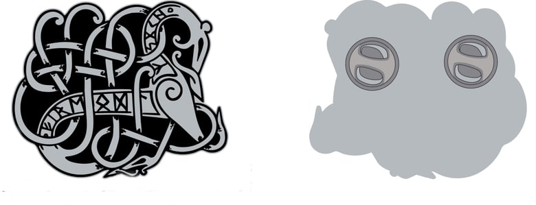 Image of Urnes Dragon V limited edition shaped enamel pin