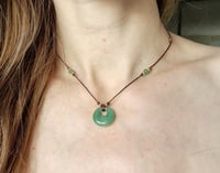 Image 1 of Aventurine choker necklace Adjustable cord Handmade hippie beaded necklace Bohemian jewelry