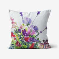 Image 1 of Sweetpeas and Lavender Cushion