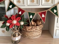 Image 1 of #24 Rustic Christmas Bunting Green & Gold alternate with Gold Sparkles - 10 Flags