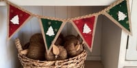Image 2 of #24 Rustic Christmas Bunting Green & Gold alternate with Gold Sparkles - 10 Flags
