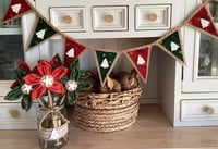Image 3 of #24 Rustic Christmas Bunting Green & Gold alternate with Gold Sparkles - 10 Flags