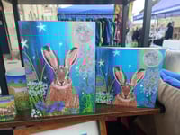 Moonlit hare greetings cards