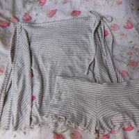Image 1 of Grey pinstripe boat neck top & low rise short set