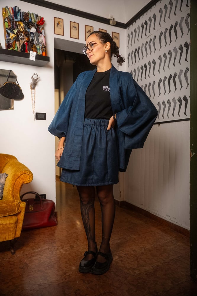 Image of Completo Kimono Blu notte