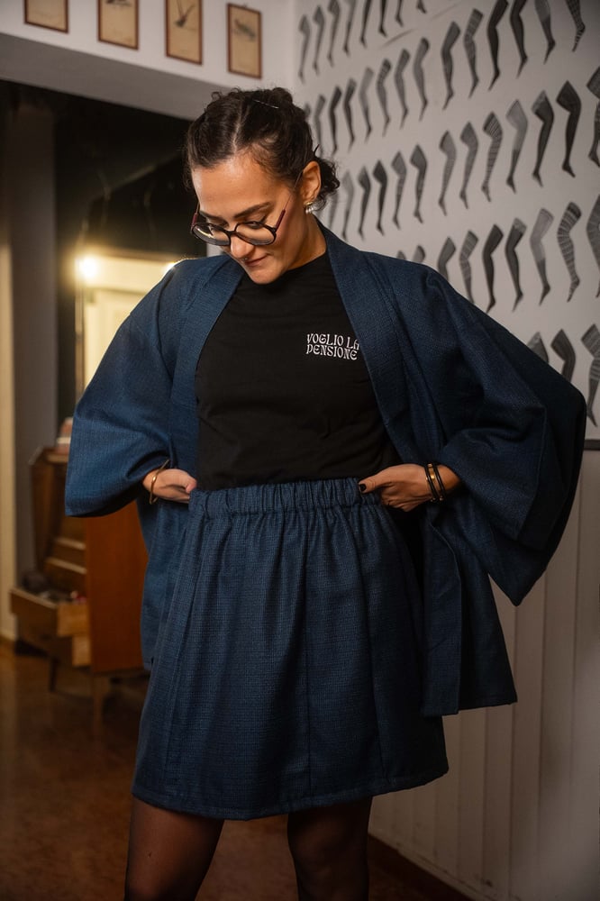 Image of Completo Kimono Blu notte