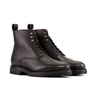 Image 1 of Black Full Grain Service Boot with Commando Sole 