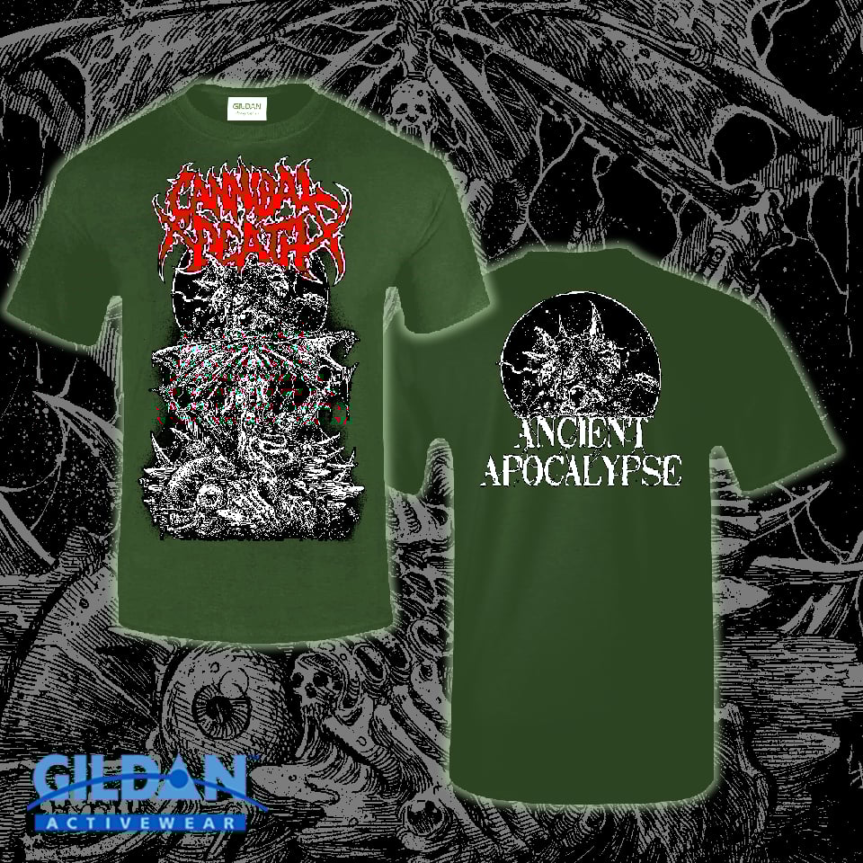 Image of Cannibal Death - Ancient Apocalypse Shirt Green Preorder