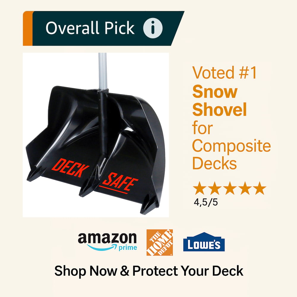 Image of Deck Safe Snow Removal with the CRACK JUMPER™ Snow Shovel. 