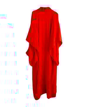 Image of Copy of Rød silke kimono dame m. damaskvævede lykketraner